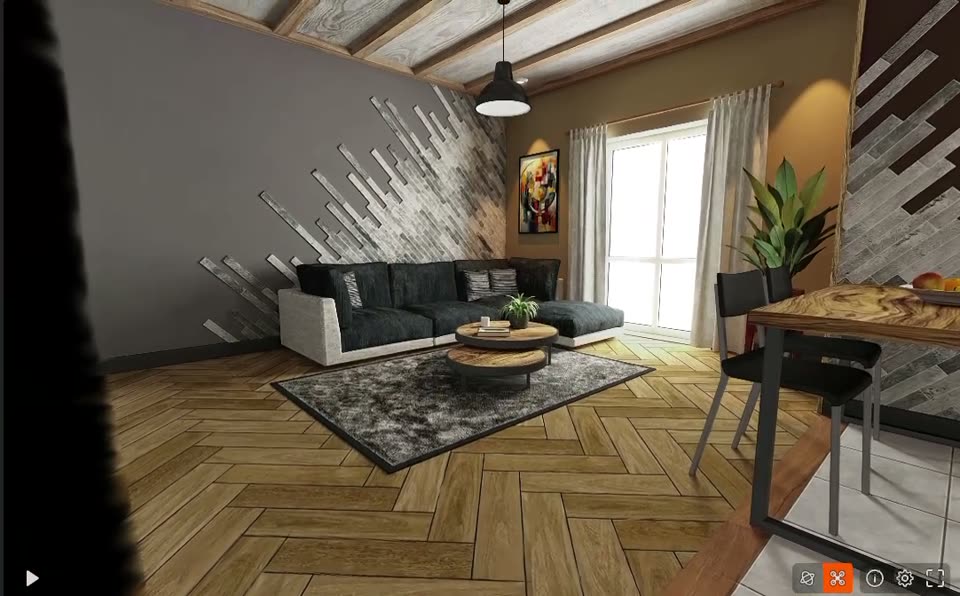 3Dの室内表現を示すリビングの参考画像